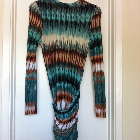 TORN by RONNY KOBO Green Multi Print Long Sleeve Mini Dress - Picture 5 of 6